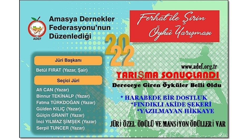 2022 FERHAT VE ŞİRİN ÖYKÜ YARIŞMASI SONUÇLANDI 