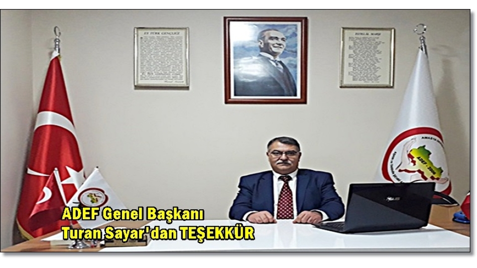 GENEL BAŞKANIMIZIN TEŞEKKÜR MESAJI 